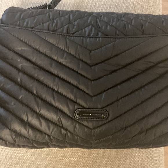 NWT - REBECCA MINKOFF - BLACK ON BLACK EDIE NYLON  PUFFY HANDBAG - Picture 6 of 8